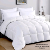 New Down Alternative Comforter Stitched with 8 Tabs, White (Size Unknown)