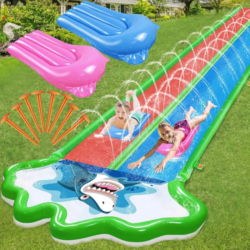 Heavy Duty Slip Slide with 2 Bodyboards,20x6ft 10 lb (As-Is)