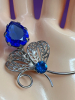 Blue Note Turquoise Lucite & Blue Sapphire Rhinestone Brooches - 5