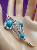 Blue Note Turquoise Lucite & Blue Sapphire Rhinestone Brooches - 6