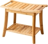 New - Forevich Shower Bamboo Bench seat w/Storage Shelf, Bath Shower Stool