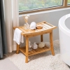 New - Forevich Shower Bamboo Bench seat w/Storage Shelf, Bath Shower Stool - 3