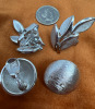 MONET Brushed Silver Earrings and Crown TRIFARI Earrings Signed - 2