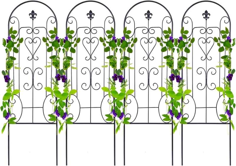 New 4-Pack AMAGABELI GARDEN & HOME Garden Trellis for Climbing Plants 60" x 18" Black