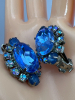 Amazing Blue Rhinestone Vintage Earrings - 4