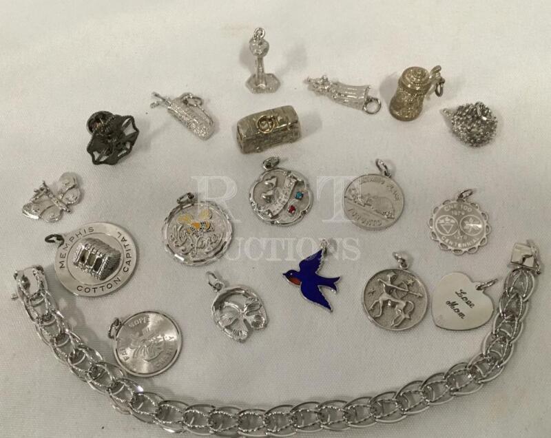 Sterling Charm Bracelet & 18 Charms