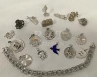 Sterling Charm Bracelet & 18 Charms