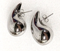 10 New Pairs Silver Tone Chunky Teardrop Earrings