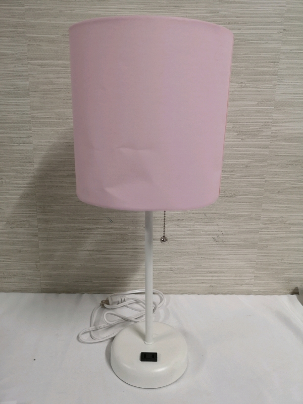 Table Lamp with Pink Shade - Working