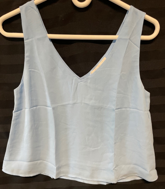 NEW Sugar Rain wide strap chiffon blouse color tranquil blue
