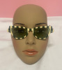 Retro Striped Pattern Cat Eye Sunglasses Green and White
