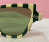 Retro Striped Pattern Cat Eye Sunglasses Green and White - 5