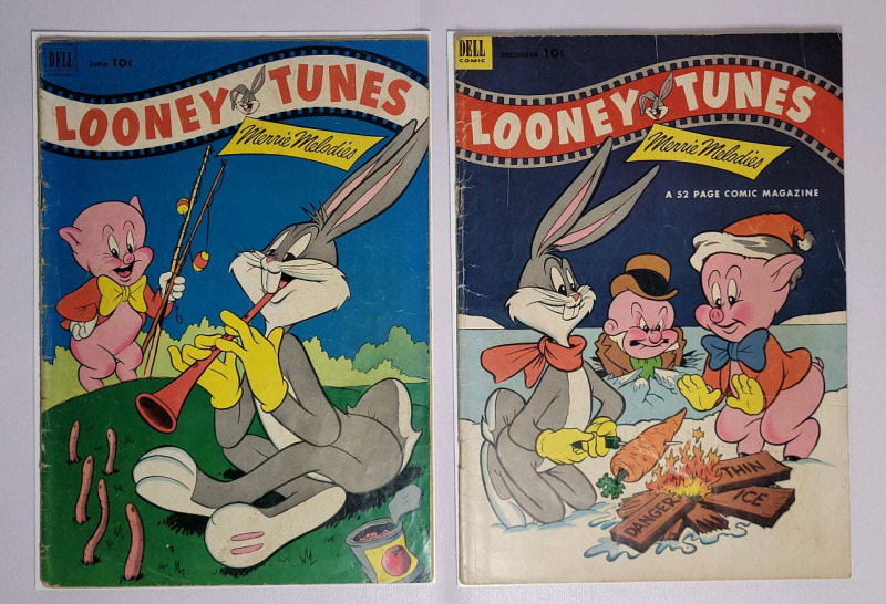 Vintage 1952 Dell Looney Tunes Merrie Melodies #128 & #134 Comics , Good Condition