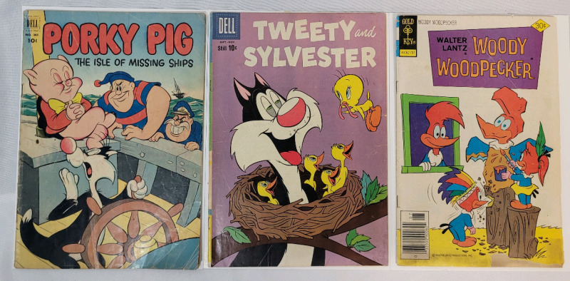 1952 Porky Pig Comic , 1959 Tweety & Sylvester and 1977 Woody Woodpecker Comic