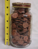 Canadian / USA Pennies in Mason Jar , Jar measures 6.5" tall - 3