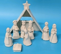 Vintage Handmade Ceramic Nativity Scene Signed H. Crosby