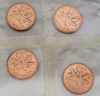 1963 - 1966 Canadian Uncirculated Pennies in Cellophane , 16 Coins , 4 each - 4