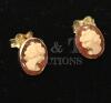 10K Yellow Gold Shell Cameo Stud Earrings