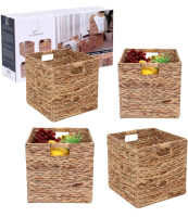 JCLD&YO9 Foldable Handwoven Water Hyacinth Storage Baskets Wicker Cube Baskets Rectangular Laundry Organizer Totes Set of 4 Pcs