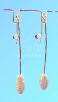 10K yellow Pearl Threader Style Earrings
