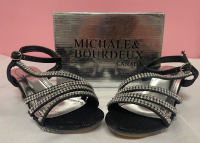 NEW Michale & Bourdeux girls gemstoned mini heel shoes size 30 black