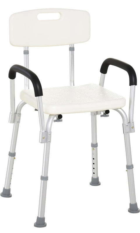 Guardian Adjustable Medical Shower Chair with Back Non Slip Tub Safety Bench Bath Seat with Padded Arms