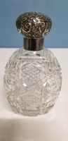 Antique 1898 William Henry Leather Sterling Silver Top English Cut Glass Scent Bottle