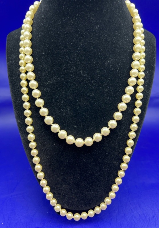 One Gold Filled and One Sterling Clasps White Pearl Necklaces