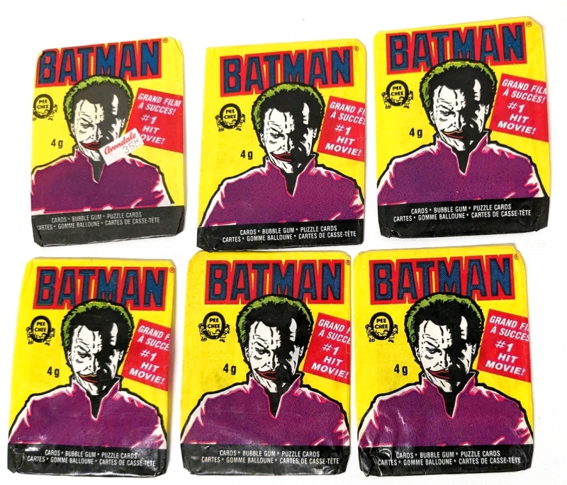 6 Vintage 1989 BATMAN O Pee Chee Card Wrappers (Wrappers Only)