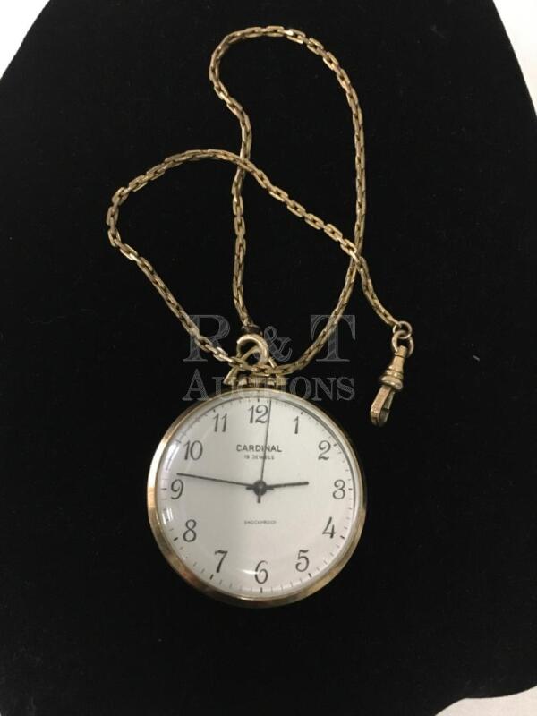 Cardinal 19 Jewels Windup Watch & Fob Chain