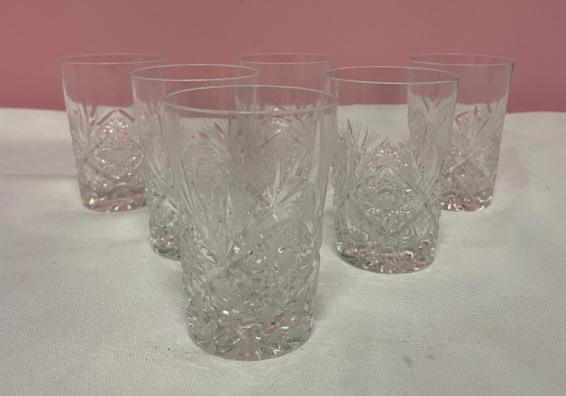 Six Crystal Liquor glasses