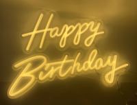 NEW MERWOF Happy Birthday neon sign white