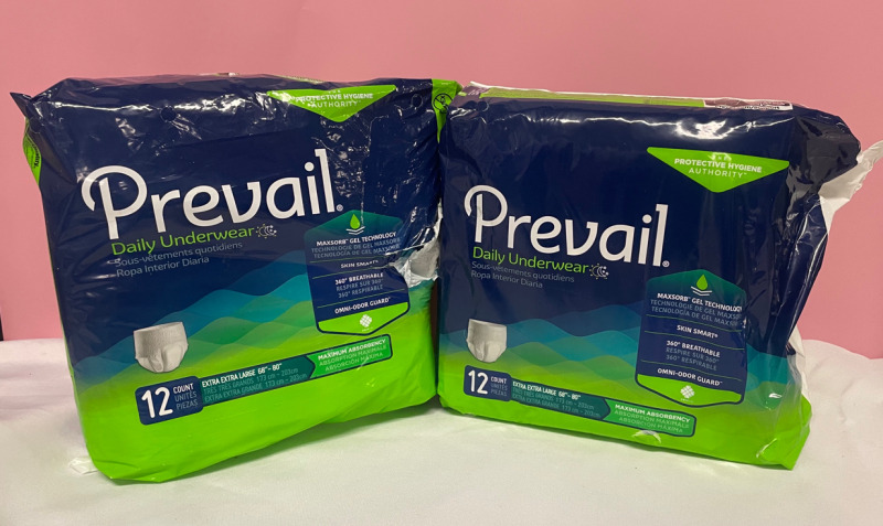 Prevail Daily underwear 2 bags one opened one unopened 12 per bag