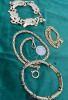 Three Bracelets and Watch Chain Signed Cookie Lee - 6