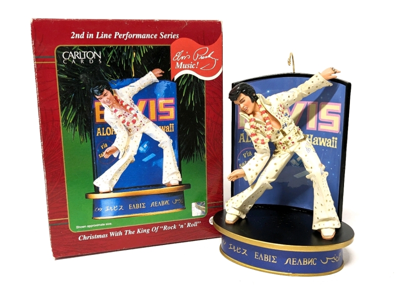 Vintage 2001 ELVIS Christmas With the King of Rock and Roll Carlton Cards Christmas Ornament (Plays* "Burning Love")