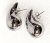 10 New Pairs Silver Tone Chunky Teardrop Earrings - 4