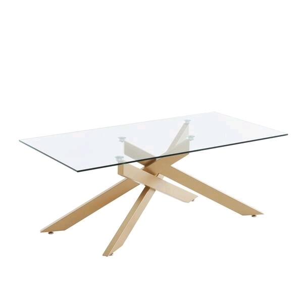 47" Rectangular Coffee Table With Glass Top in Gold