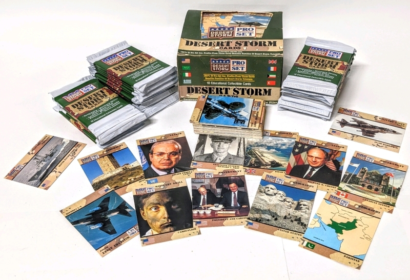 Vintage DESERT STOTN Pro Set Cards: 30 Sealed Packs, Original Box & Loose Cards
