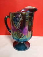 Vintage Iridescent Carnival Glass Footed Pitcher