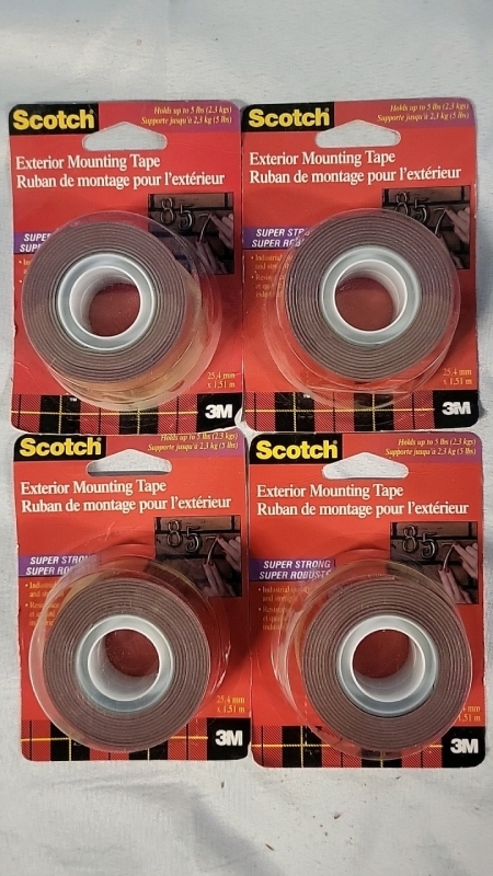 4 New Scotch Exterior Mounting Tape - 4011C