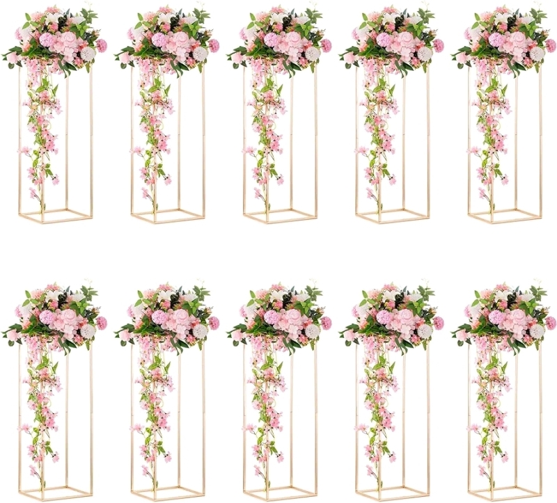 10 New Column Vases Wedding Centerpieces for Tables - 10 Pcs Metal Flower Stands