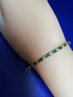 925 Sterling Prong Set Green and Clear Tennis Bracelet