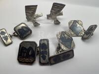 Estate Vintage Iraqi Cuff links Niello Silver