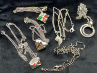 Seven Silver Necklaces All Unique