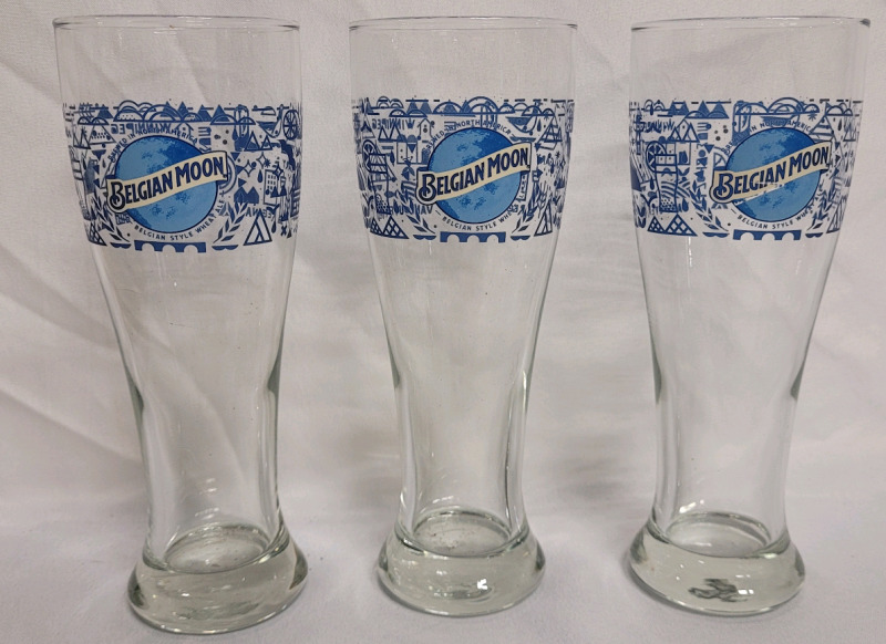 New - Belgium Moon Canadian Cities Beer Glasses , 3 Glasses