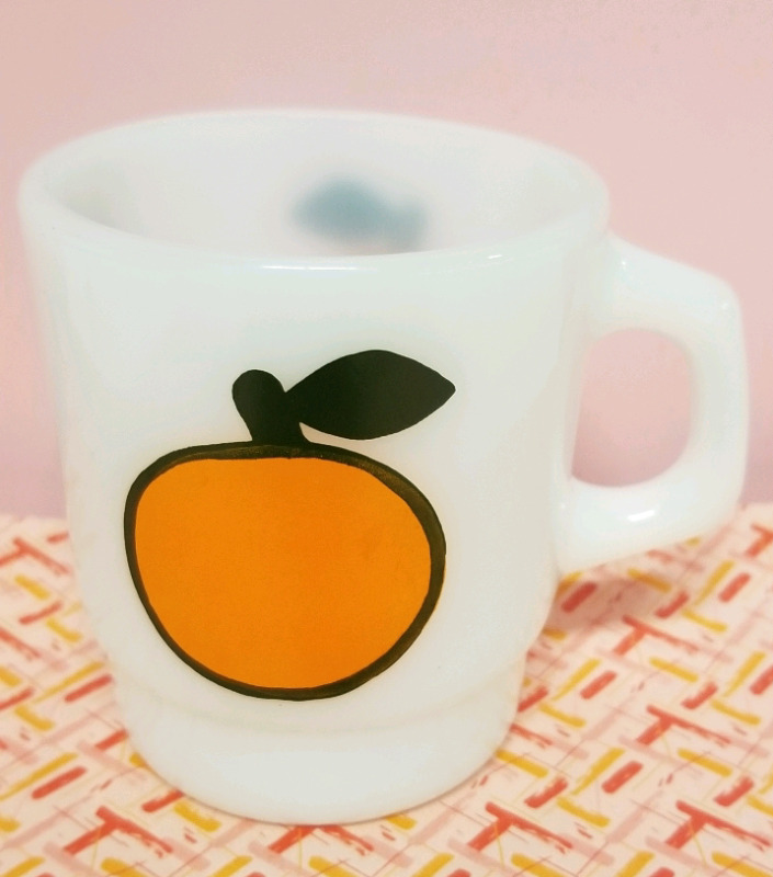 Vintage D Handle Fireking Orange Mug Cup