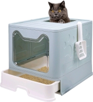 New FopHop Foldable Cat Litter Box with Lid and Scoop 15x19x15"