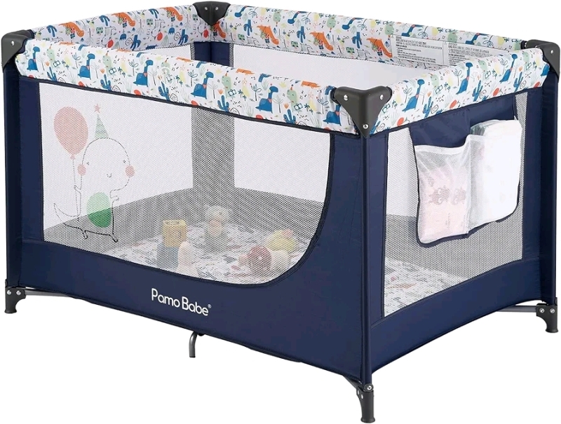 New Pamo Babe Portable Foldable Baby Playpen with Carry Bag - Blue