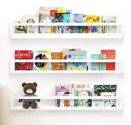 New - 24" White Nursery Book Shelves , Set of 3