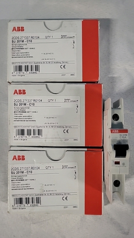 3 New ABB Circuit Breakers - SU 201M-C10